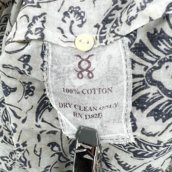 FIGUE Tamara Top Womens Large Cream Black Printed Off the Shoulder Blouse Cotton - Picture 11 of 13